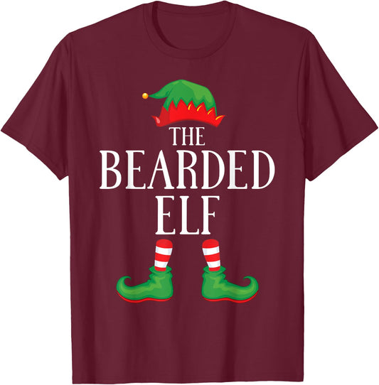 Bearded Elf Matching Group Xmas Funny Family Christmas T-Shirt - T-Shirt | Maroon