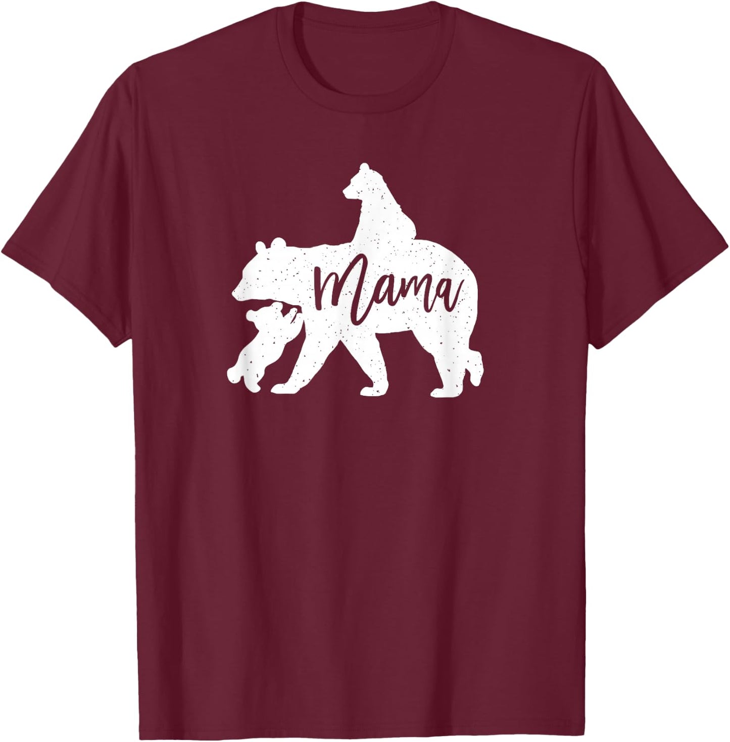 Mama Bear 2 Baby Bear Cubs Playing Riding on Back T-Shirt - T-Shirt | Maroon