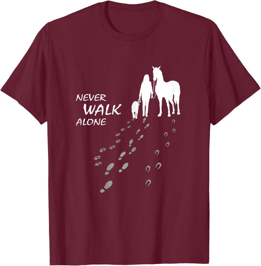 Dog horse - never walk alone - horse fan dog lover Girls Kids T-Shirt - T-Shirt | Maroon