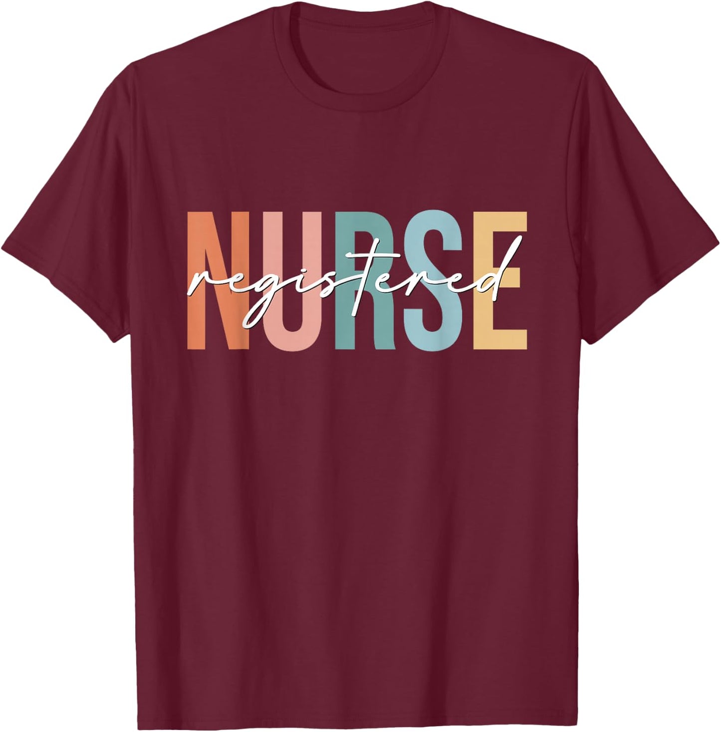 Boho Retro Vintage Registered Nurse Stethoscope Nursing T-Shirt - T-Shirt | Maroon