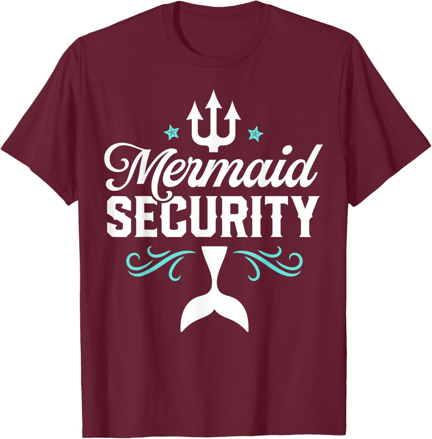 Mermaid Security Funny Merman Swimmer Swimming Birthday Gift T-Shirt - T-Shirt | Maroon