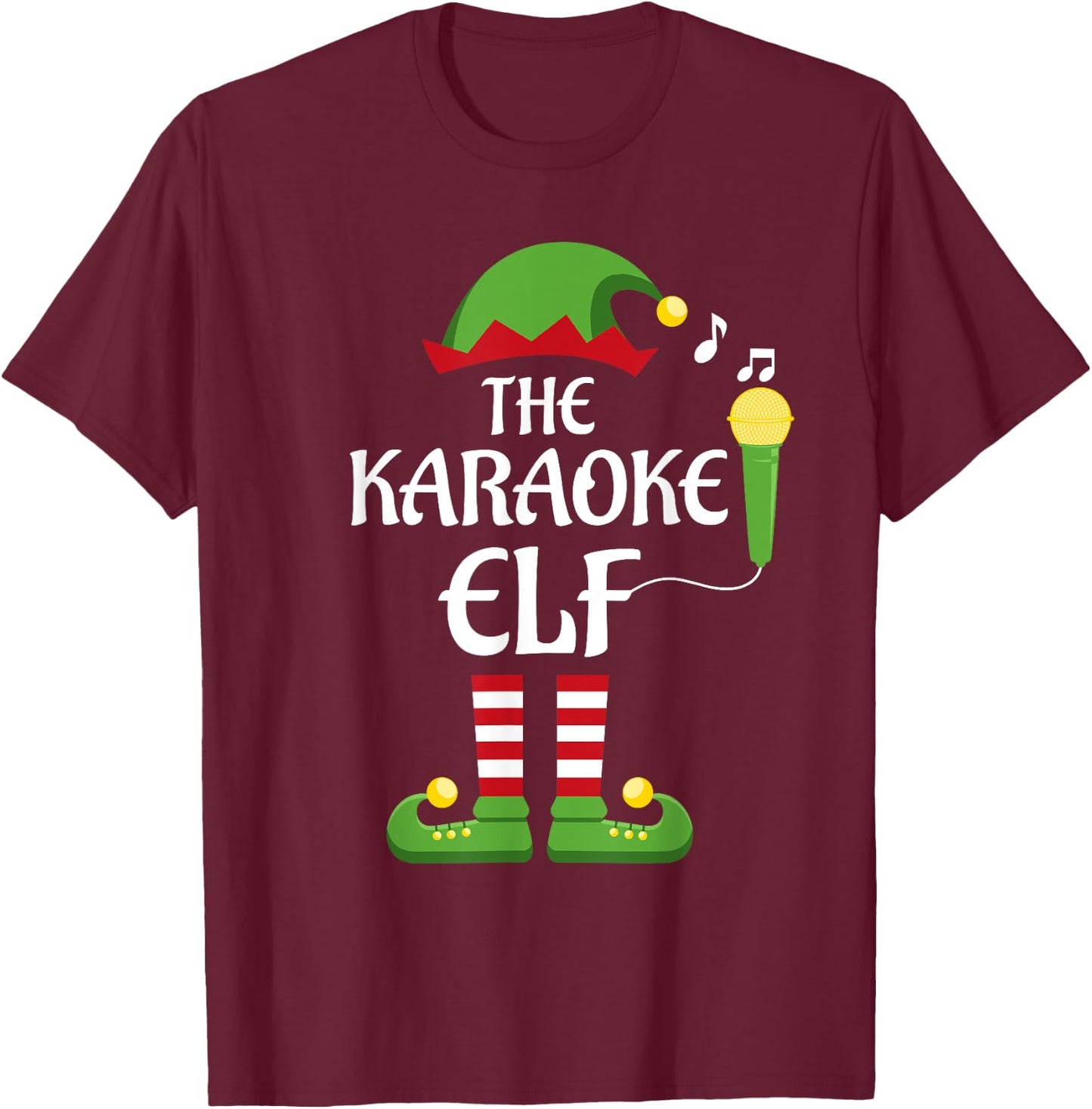 Karaoke Elf Family Matching Group Christmas Singing T-Shirt - T-Shirt | Maroon