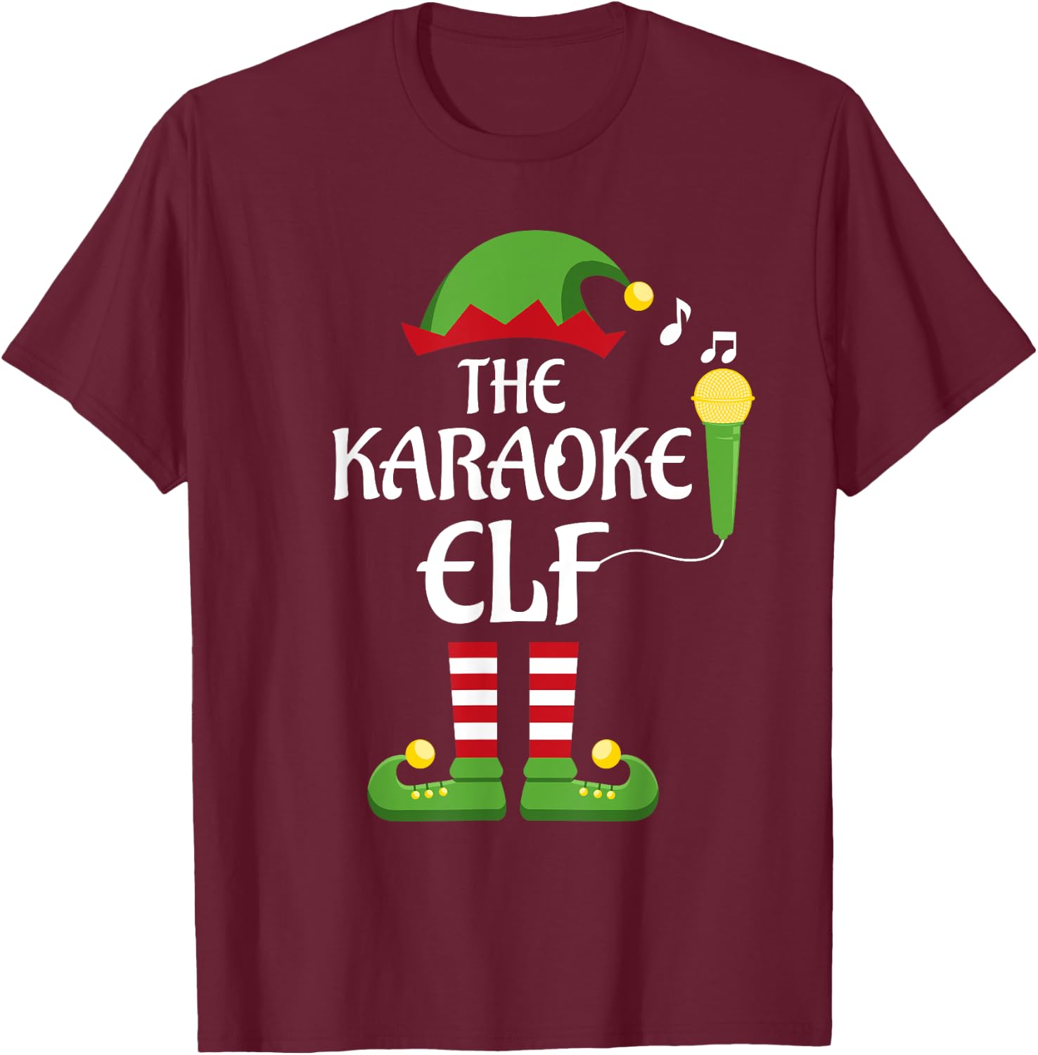 Karaoke Elf Family Matching Group Christmas Singing T-Shirt - T-Shirt | Maroon