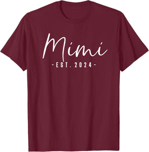 Mimi Est 2024 Mimi To Be Gifts New Grandma Pregnancy T-Shirt - T-Shirt | Maroon