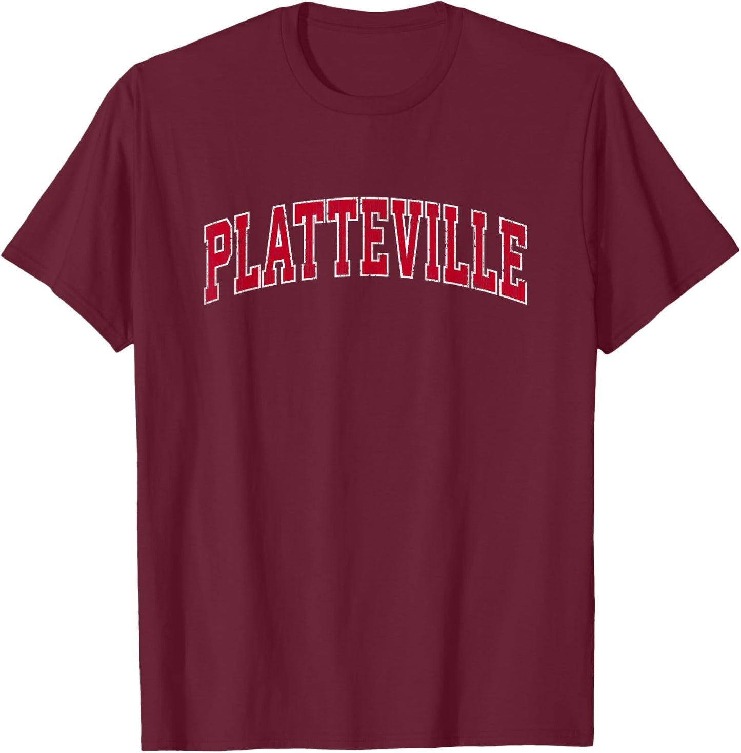 Platteville Wisconsin WI Vintage Sports Design Red Design T-Shirt - T-Shirt | Maroon