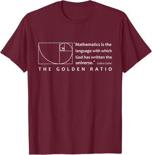 Cool Math Golden Ratio Fibonacci Gifts T-Shirt - T-Shirt | Maroon