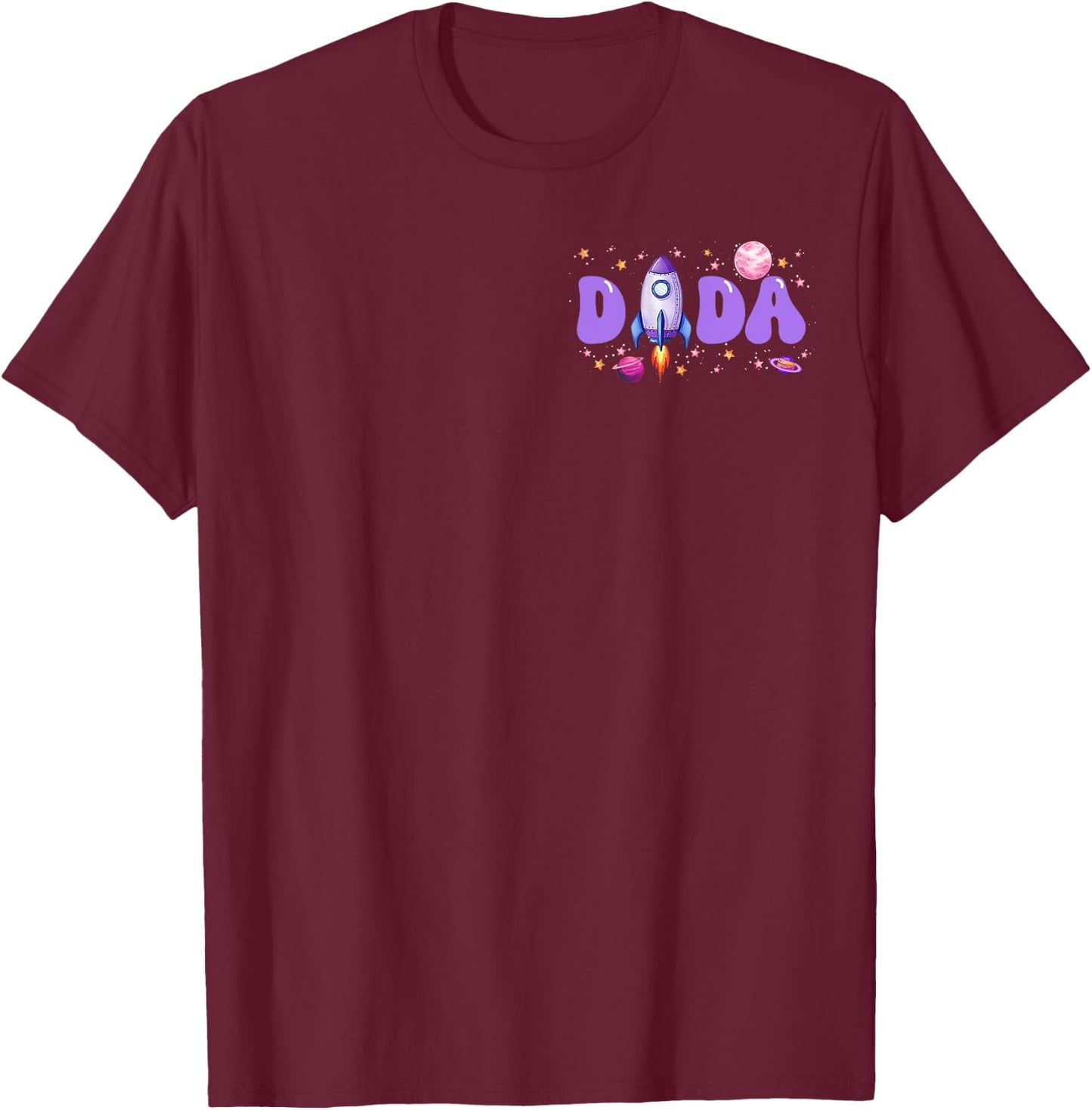 Two The Moon Dada of The Birthday Girl Astronaut Family T-Shirt - T-Shirt | Maroon