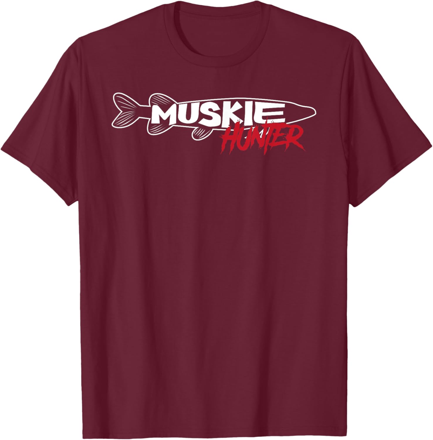 Muskie Hunter | Cute Esox Musky Fishing Lovers Gift T-Shirt - T-Shirt | Maroon