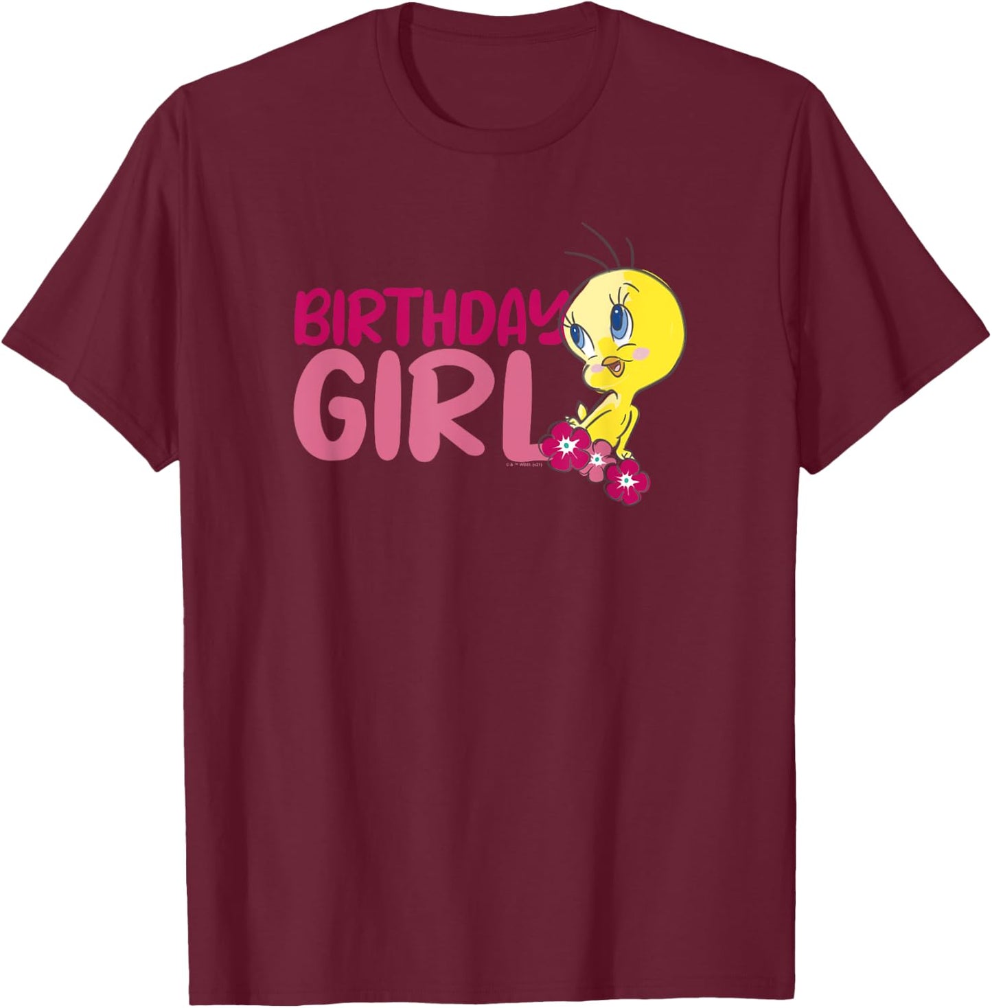 Looney Tunes Tweety Floral Birthday Girl T-Shirt - T-Shirt | Maroon