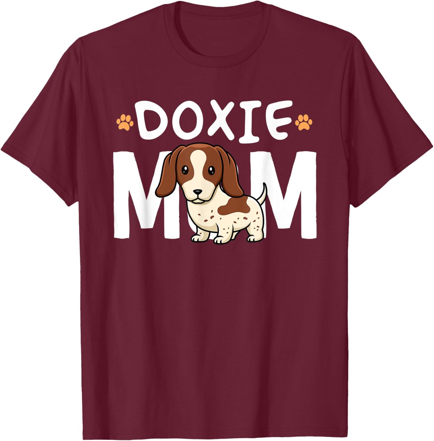 Piebald Dachshund Mom Shirt Doxie Mama Dog Lover Women Kids T-Shirt - T-Shirt | Maroon