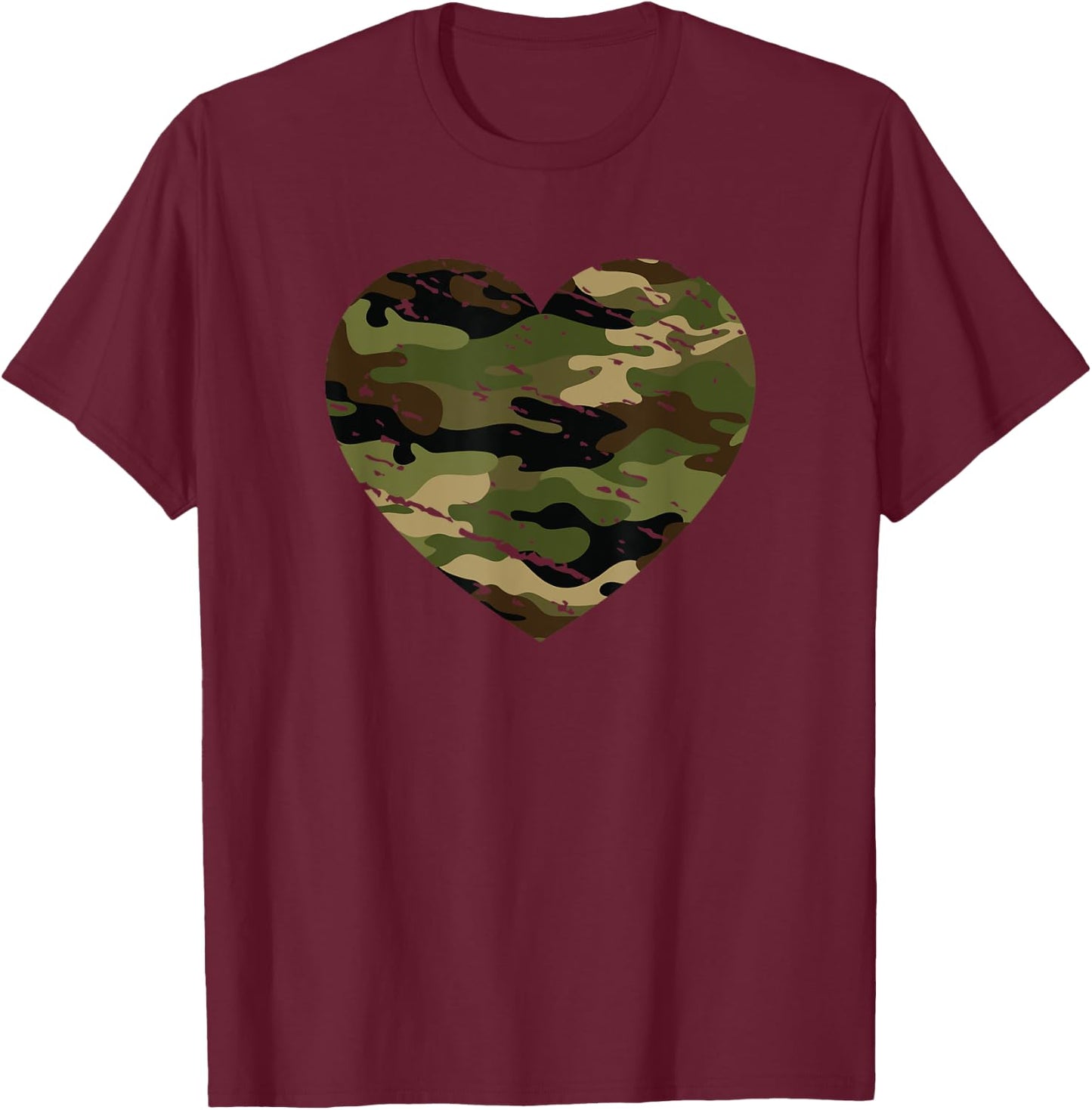 SqueakyRicardo Camouflage Tan Green Brown Black Camo Aesthetic T-Shirt - T-Shirt | Maroon