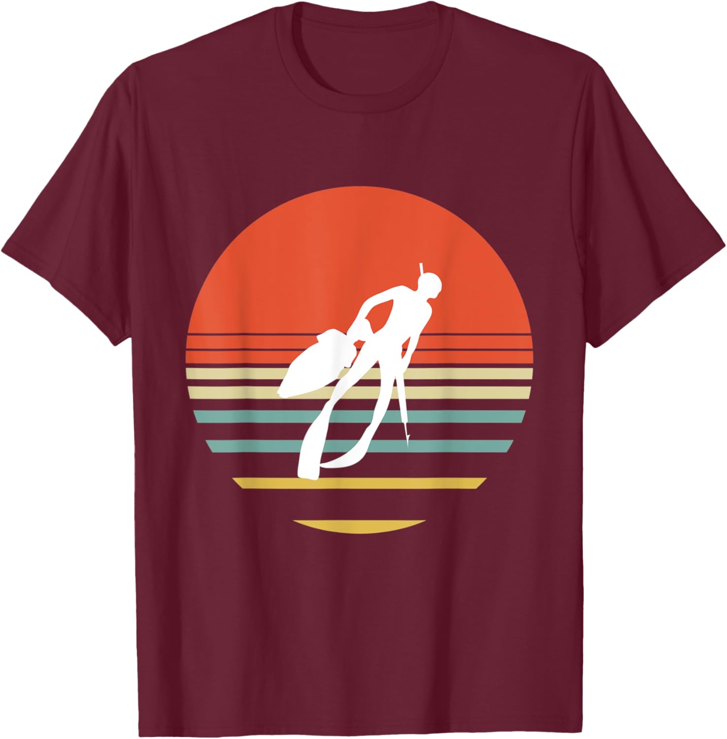 Retro Spearfishing Spearfisher Diving Fishing Scuba Diver T-Shirt - T-Shirt | Maroon