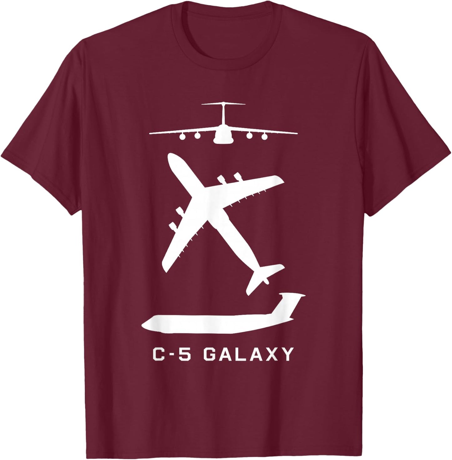 C-5 Galaxy Military Transport Plane Silhouettes T-Shirt - T-Shirt | Maroon