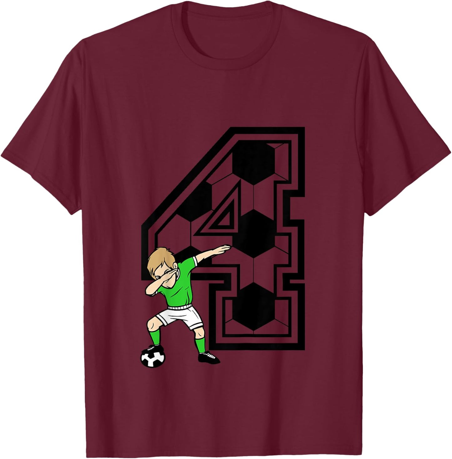 Kids 4 Year Old Boy Soccer Player 4th Birthday Kids T-Shirt - T-Shirt | Maroon