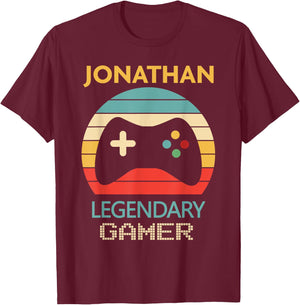 Jonathan Name Gift - Personalized Legendary Gamer T-Shirt - T-Shirt | Maroon