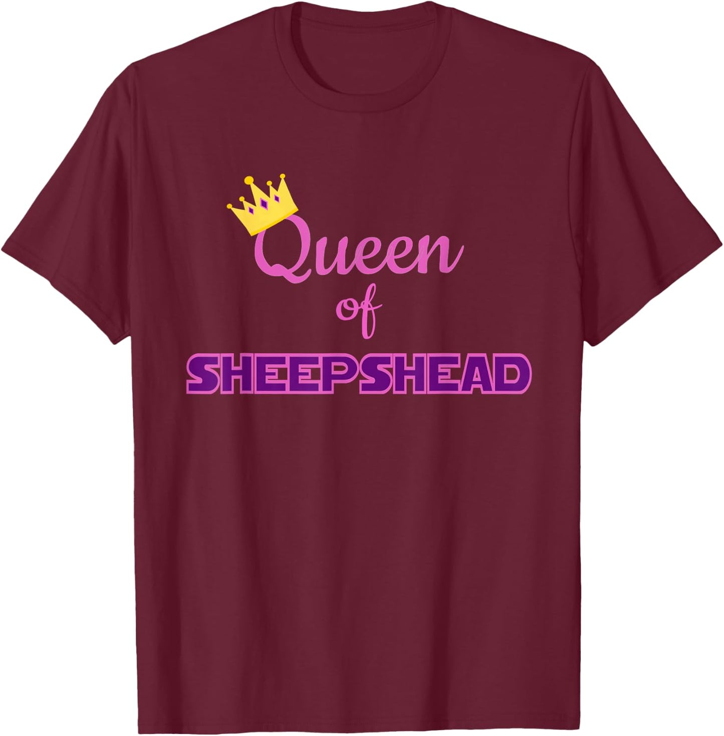 inspired card game Queen of sheepshead fun cards T-Shirt - T-Shirt | Maroon