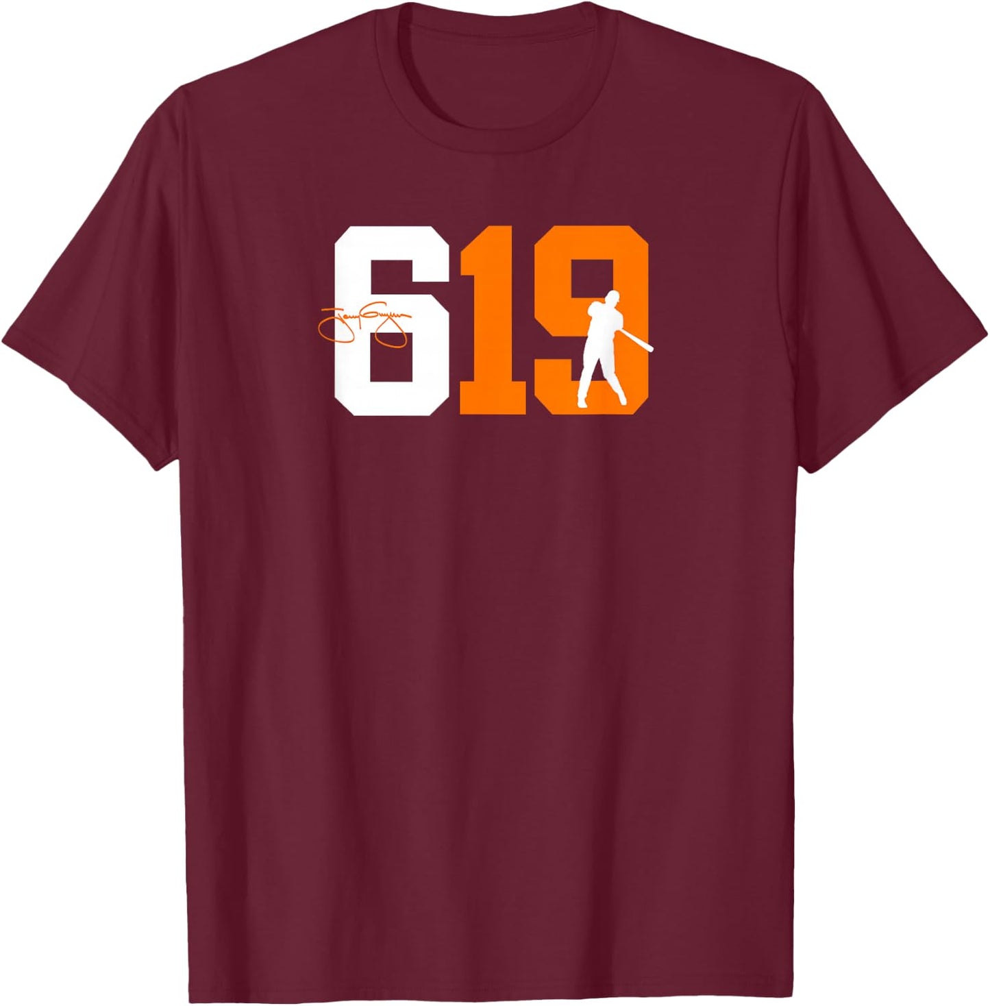 San Diego 619 Vintage 90's Baseball Style T-Shirt - T-Shirt | Maroon