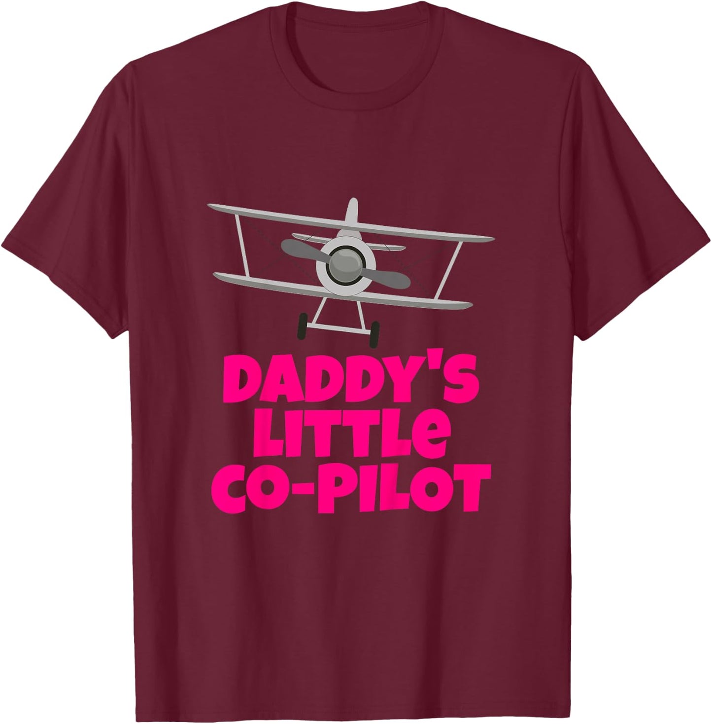Kids Daddy's Little Co-Pilot Airplane Kids T-Shirt - T-Shirt | Maroon