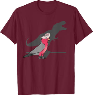 Funny Dinosaur shadow, T-rex rose-breasted Galah cockatoo T-Shirt - T-Shirt | Maroon