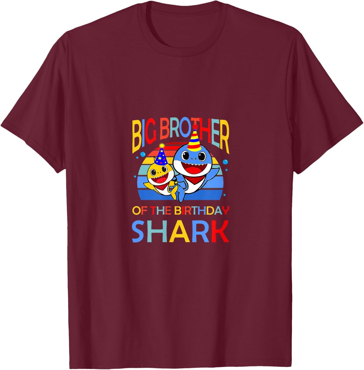 Big Brother Of The Birthday Shark Bro Matching Family T-Shirt - T-Shirt | Maroon