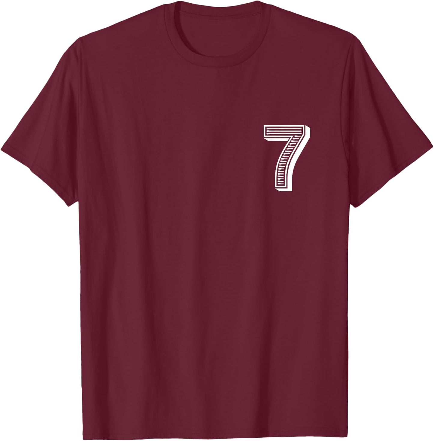 Number Seven #7 Sports Team Uniform Birthday Anniversary T-Shirt - T-Shirt | Maroon