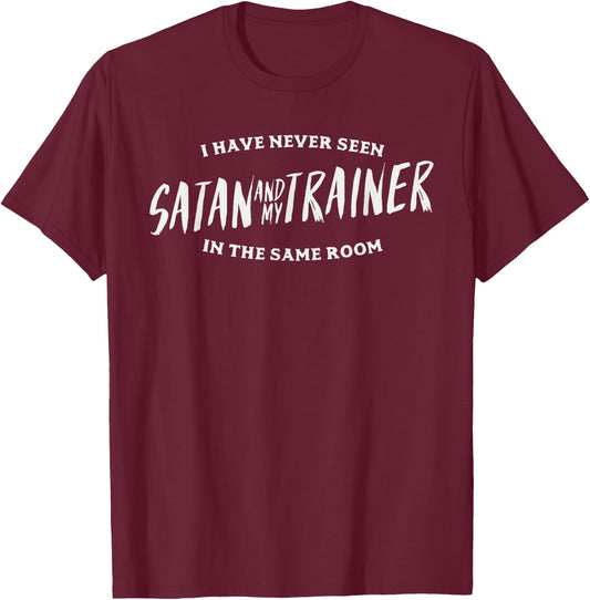 Funny Gym Shirt Fitness Trainer Satan Gift Weightlifting T-Shirt - T-Shirt | Maroon
