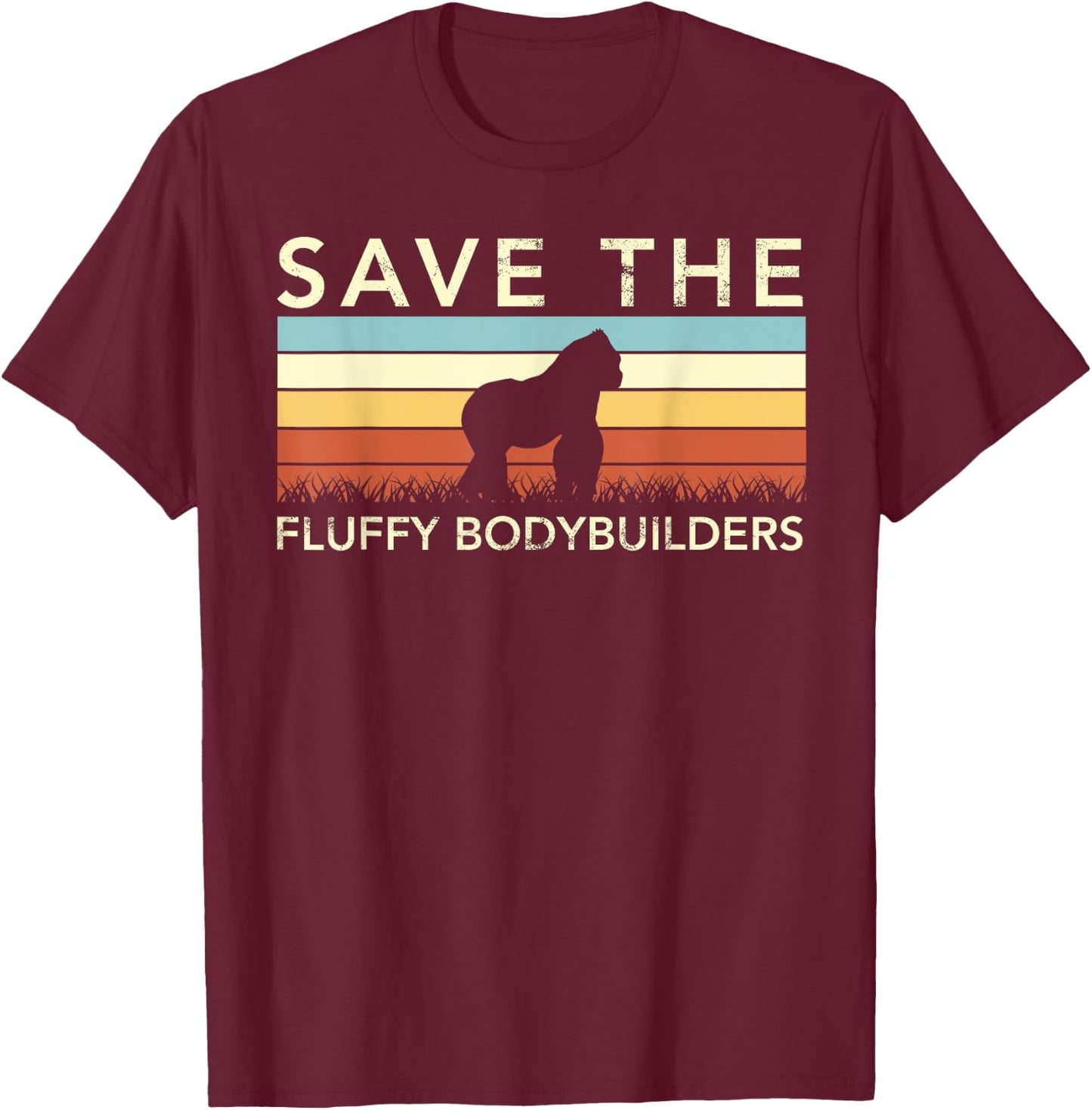Retro Save The Gorillas Silverback T-Shirt - T-Shirt | Maroon