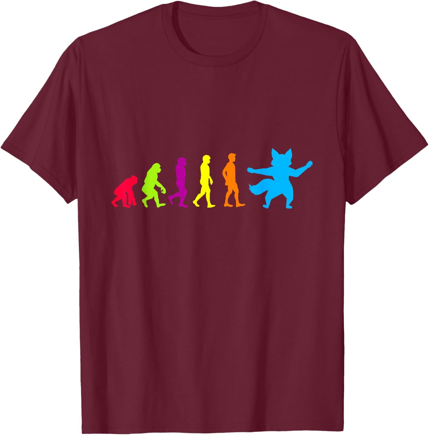 Furry Human Evolution Shirt Furry Shirt Outfit Furries T-Shirt - T-Shirt | Maroon