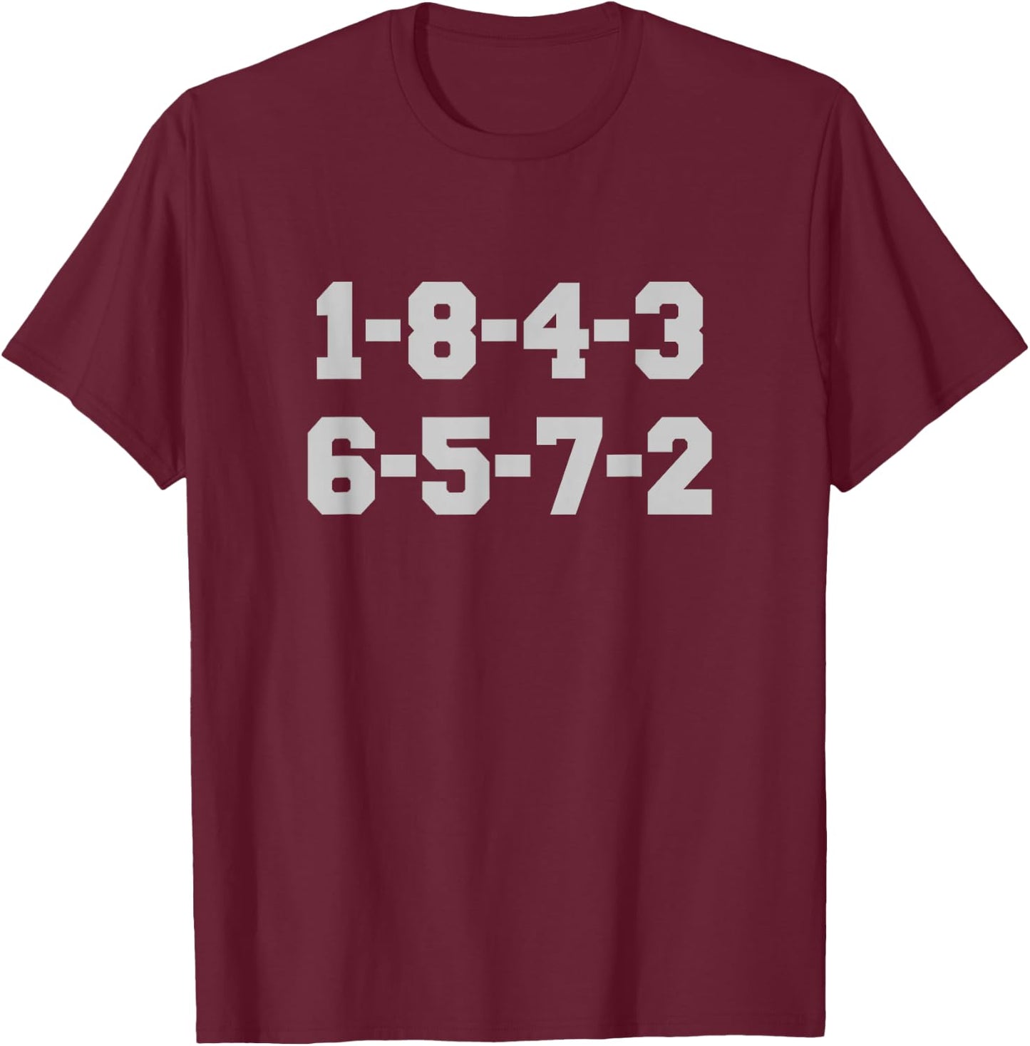 1-8-4-3-6-5-7-2 T-Shirt - T-Shirt | Maroon
