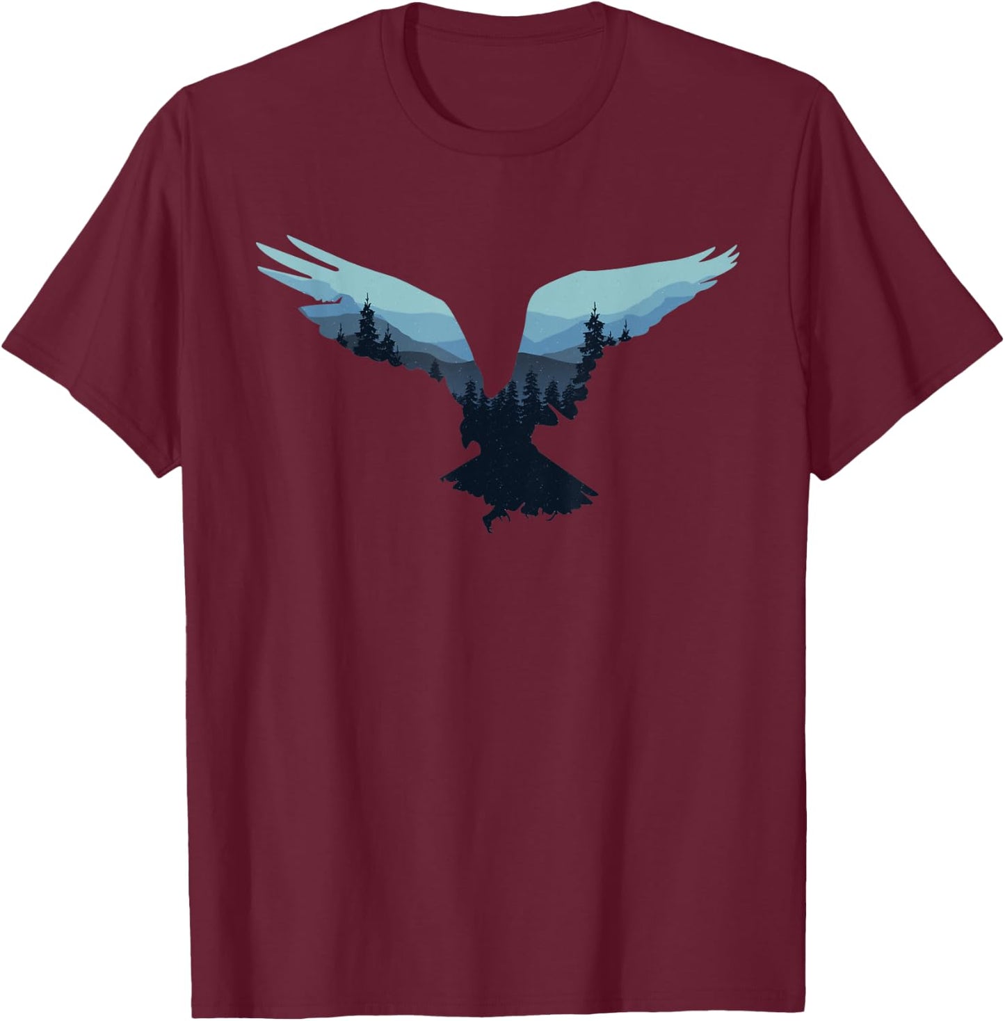 Beautiful Flying Eagle Night Sky Forest Bird Silhouette T-Shirt - T-Shirt | Maroon