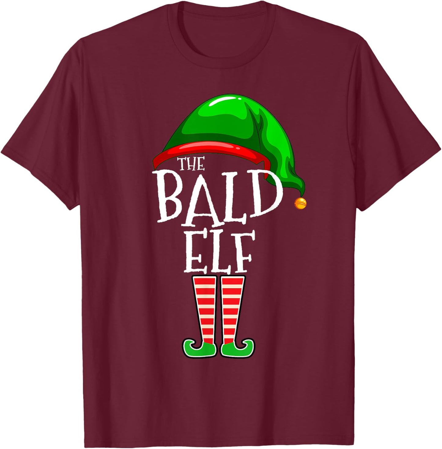 The Bald Elf Family Matching Group Christmas Gift Men Funny T-Shirt - T-Shirt | Maroon