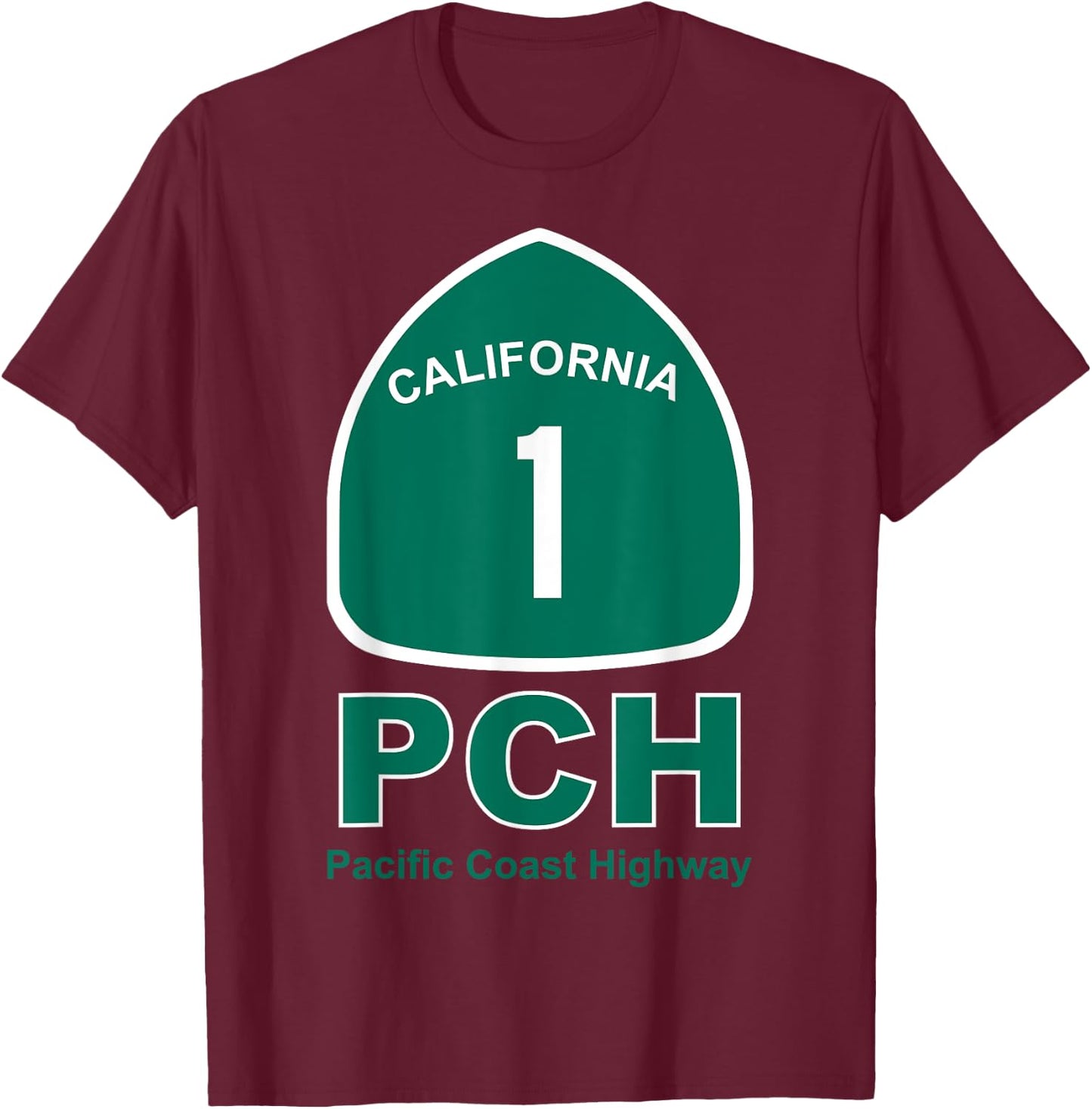 PCH - Pacific Coast Highway No 1 - USA - Biker T-Shirt - T-Shirt | Maroon