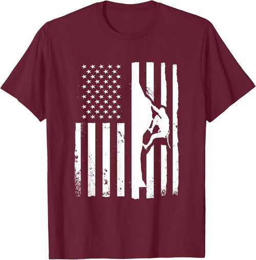 USA Flag Graphic Rock Climber Bouldering Mountaineering