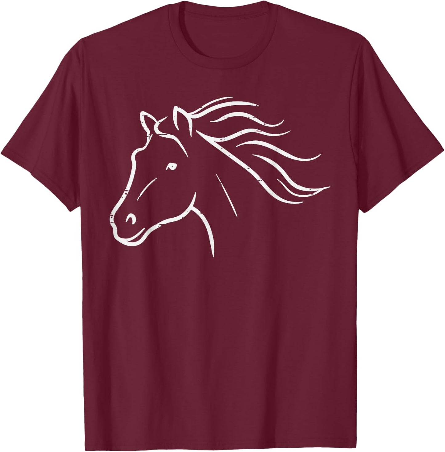 Minimal Horse Head Animal Riding Equestrian Men Women Kids T-Shirt - T-Shirt | Maroon