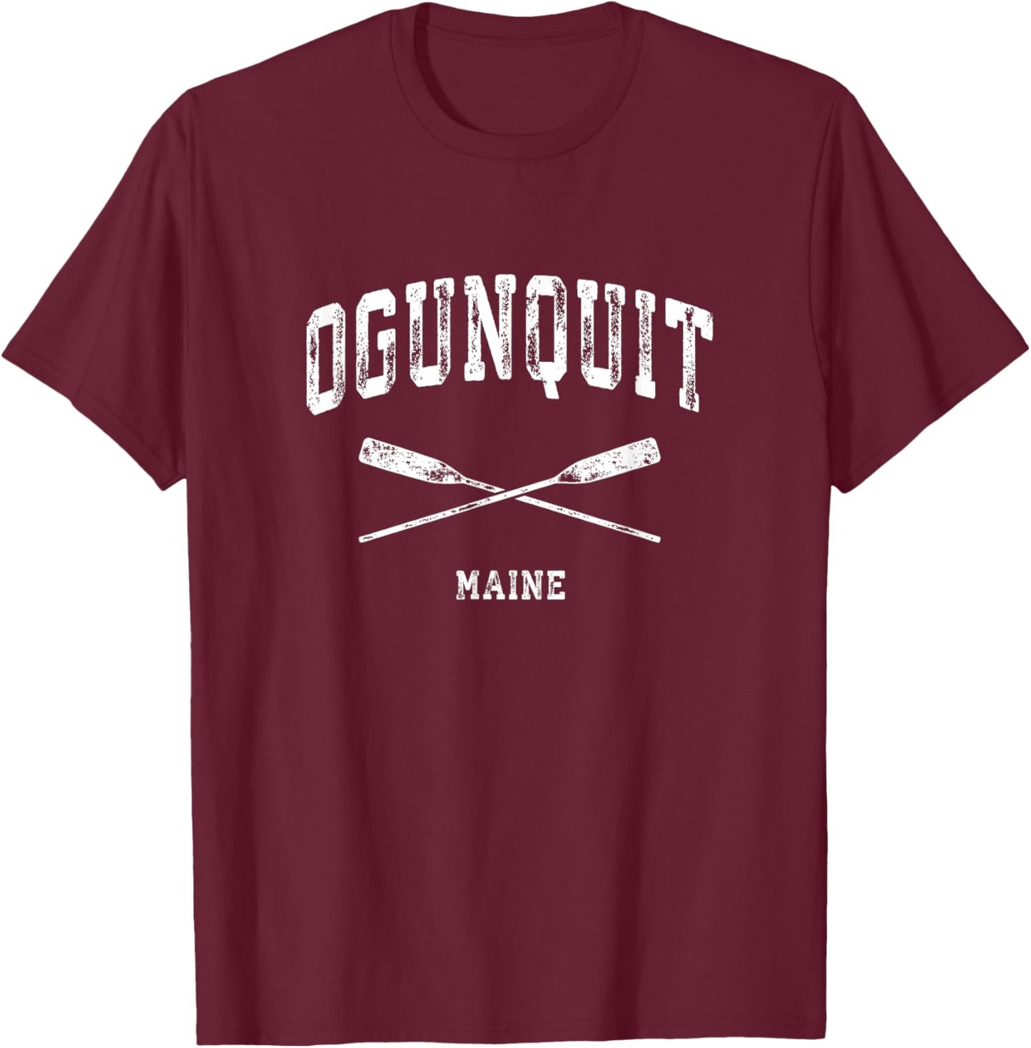 Ogunquit Maine Vintage Nautical Crossed Oars T-Shirt - T-Shirt | Maroon