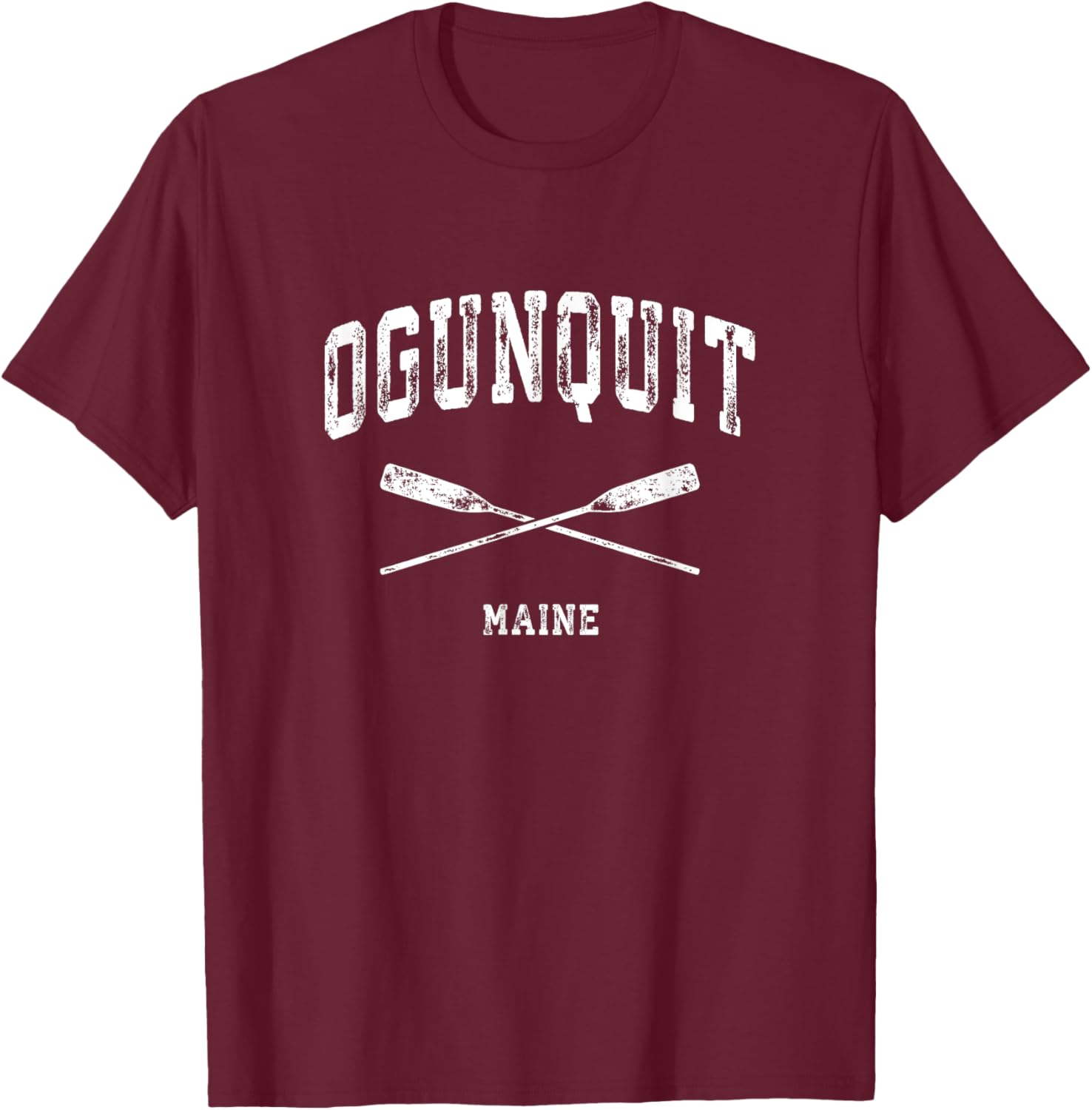 Ogunquit Maine Vintage Nautical Crossed Oars T-Shirt - T-Shirt | Maroon