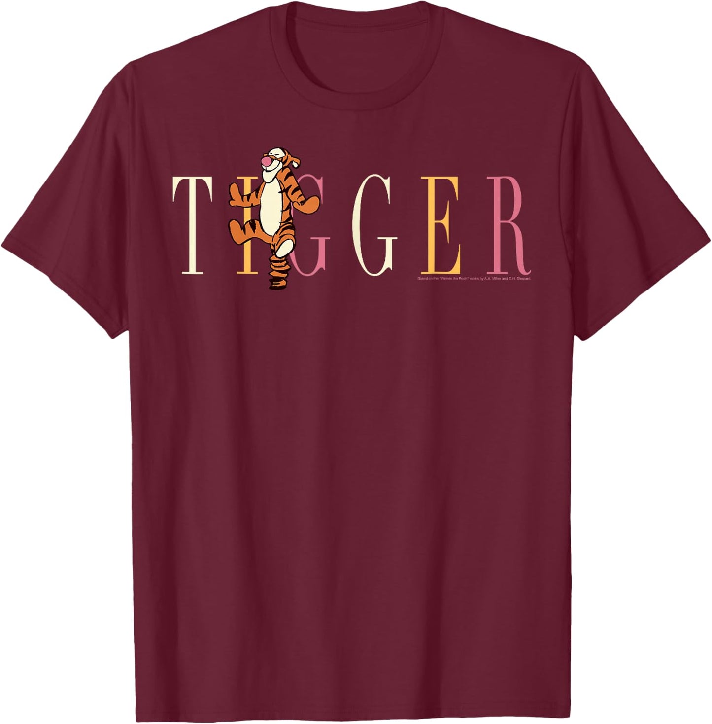 Disney Winnie The Pooh Tigger Simple Text T-Shirt - T-Shirt | Maroon