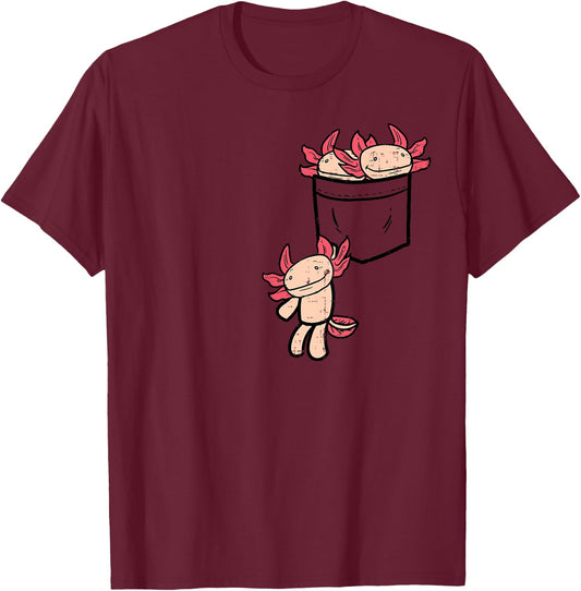 Pocket Axolotls Cute Salamander Pet Owner Men Women Kids T-Shirt - T-Shirt | Maroon