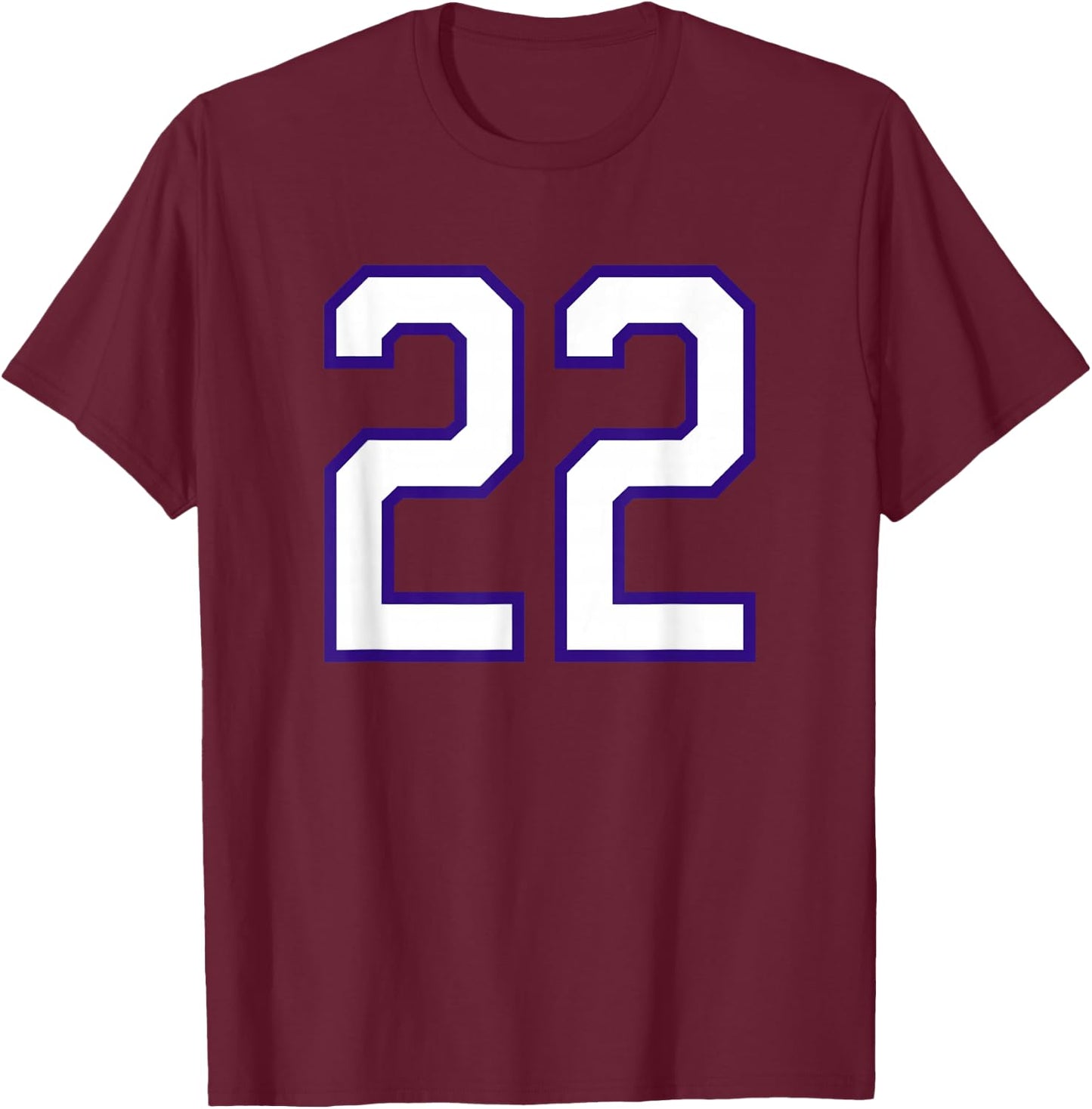 White Purple Sports Team Number #22 T-Shirt - T-Shirt | Maroon