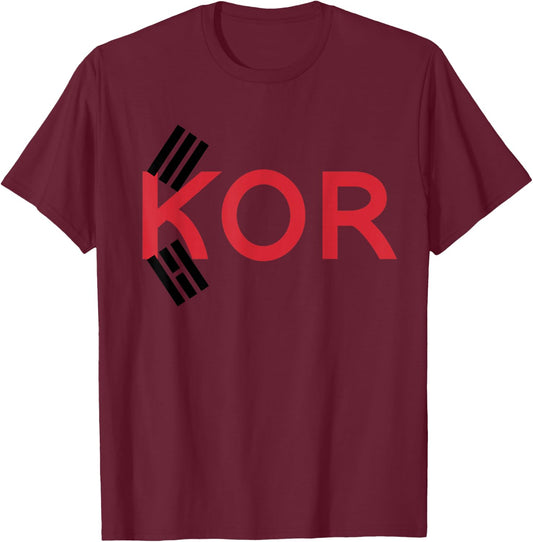 KOR - Korea Two Part Combo Design - Korean Flag Part 1 T-Shirt - T-Shirt | Maroon
