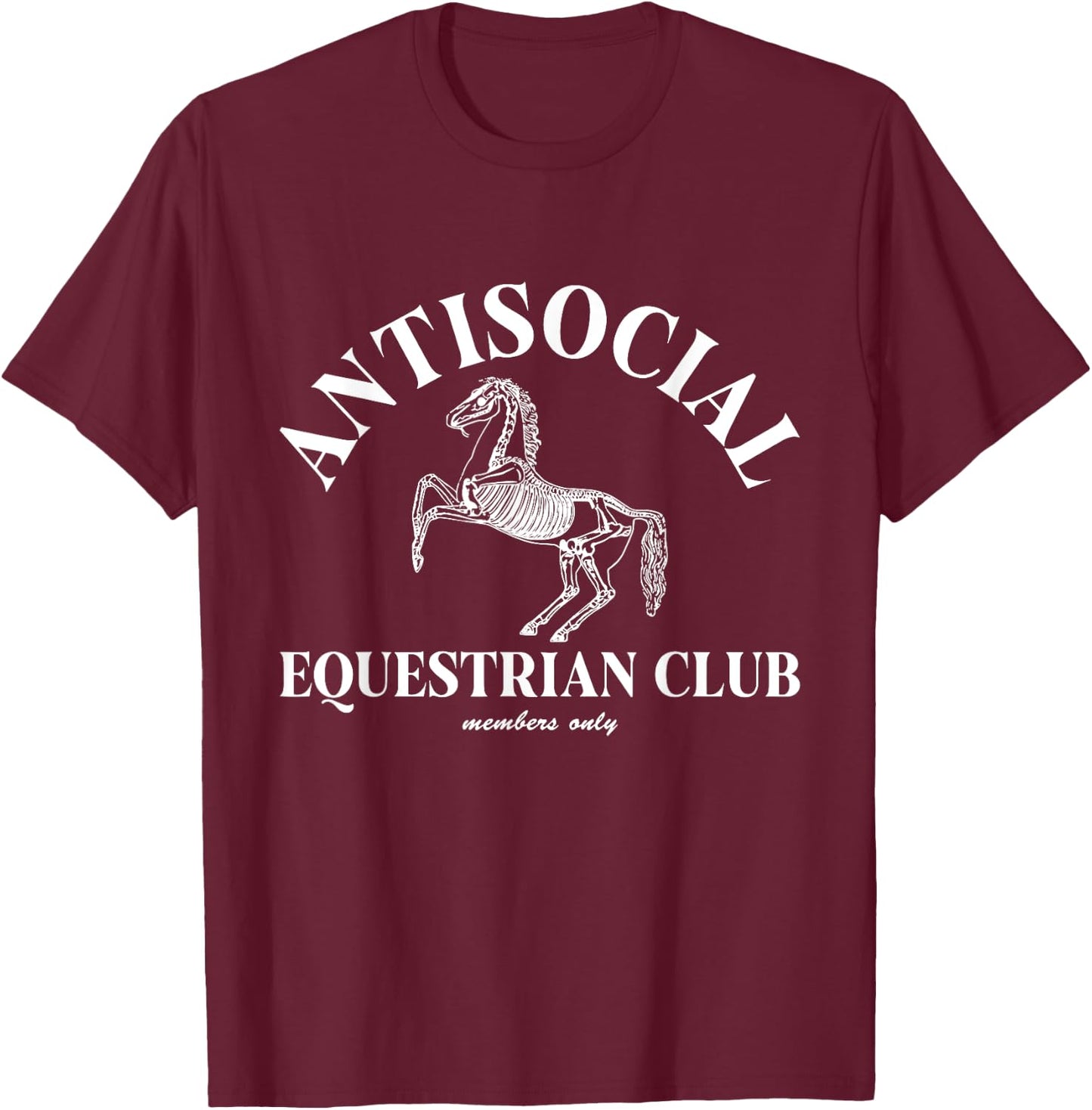 Equestrian Antisocial Club Skeleton Horse T-Shirt - T-Shirt | Maroon