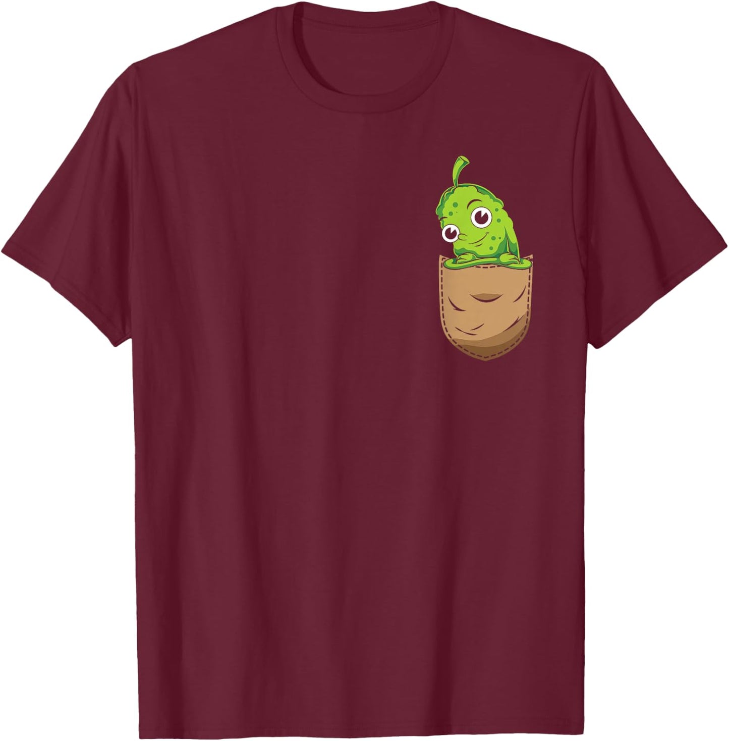 Cute Pocket Pickle Cucumber Vegetable Lover Funny Pickle T-Shirt - T-Shirt | Maroon