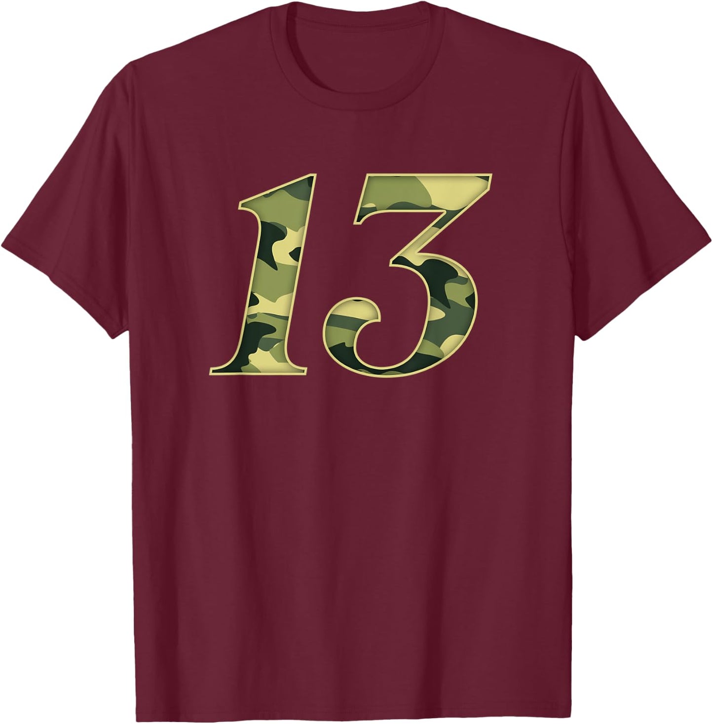 13th Birthday Soldier 13 Years Boy Girl Military Themed Camo T-Shirt - T-Shirt | Maroon