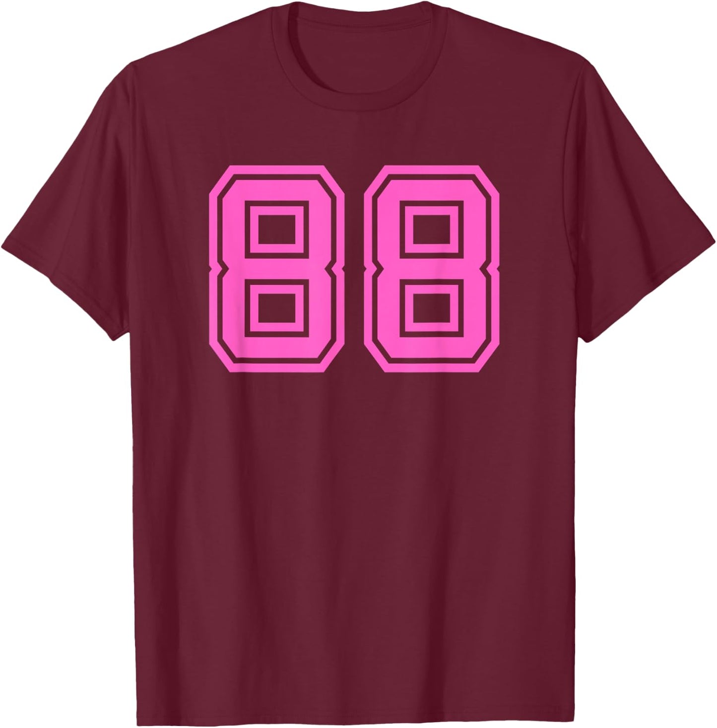 Pink Sports Team Number 88 T-Shirt - T-Shirt | Maroon
