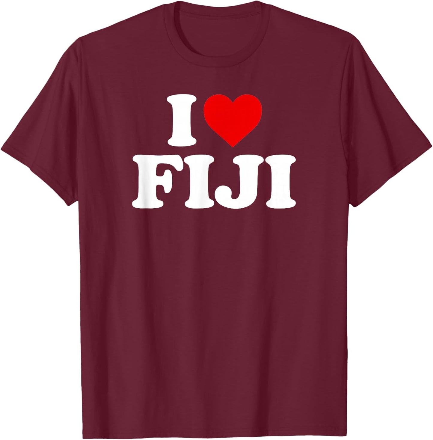 I Love Fiji Heart T-Shirt - T-Shirt | Maroon