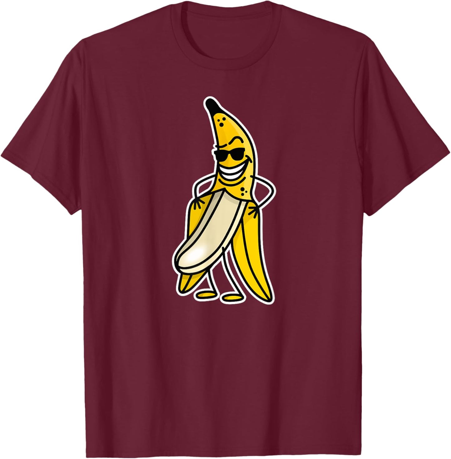 Funny naked banana flashing banana stripper streaker cartoon T-Shirt - T-Shirt | Maroon