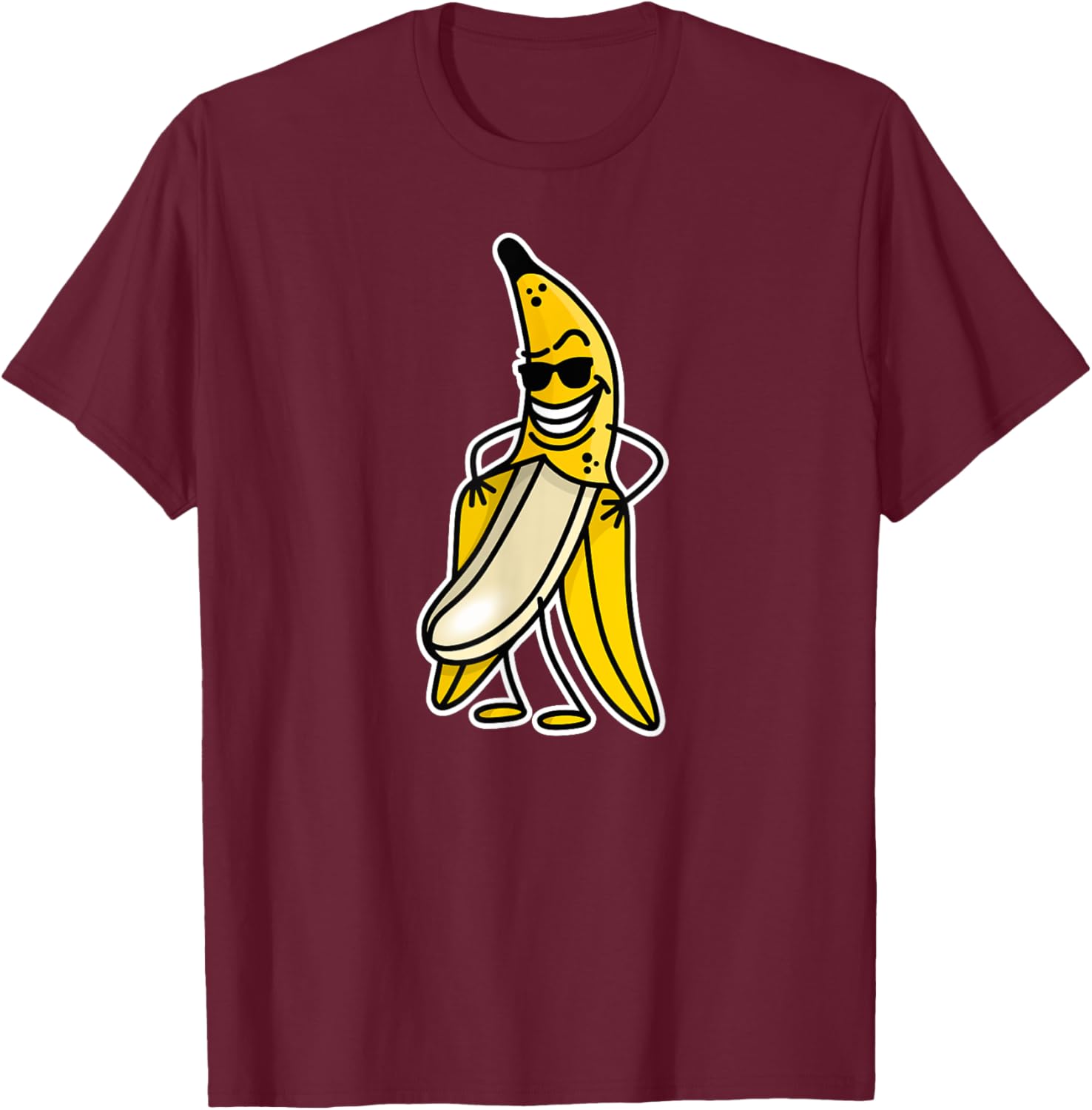 Funny naked banana flashing banana stripper streaker cartoon T-Shirt - T-Shirt | Maroon