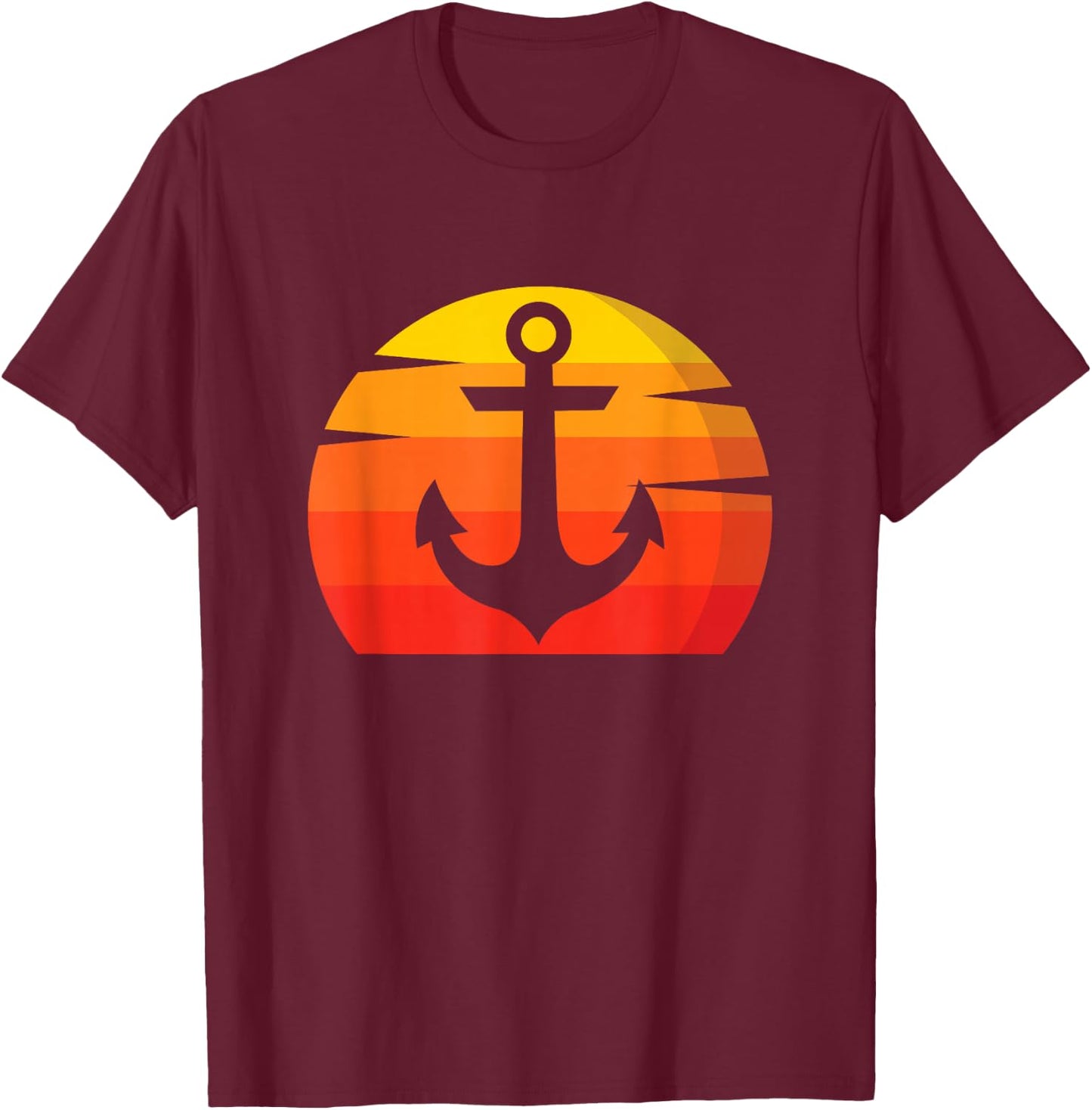 Anchor Sunset Captain Anchor Boat Sail Maritime Anchor T-Shirt - T-Shirt | Maroon