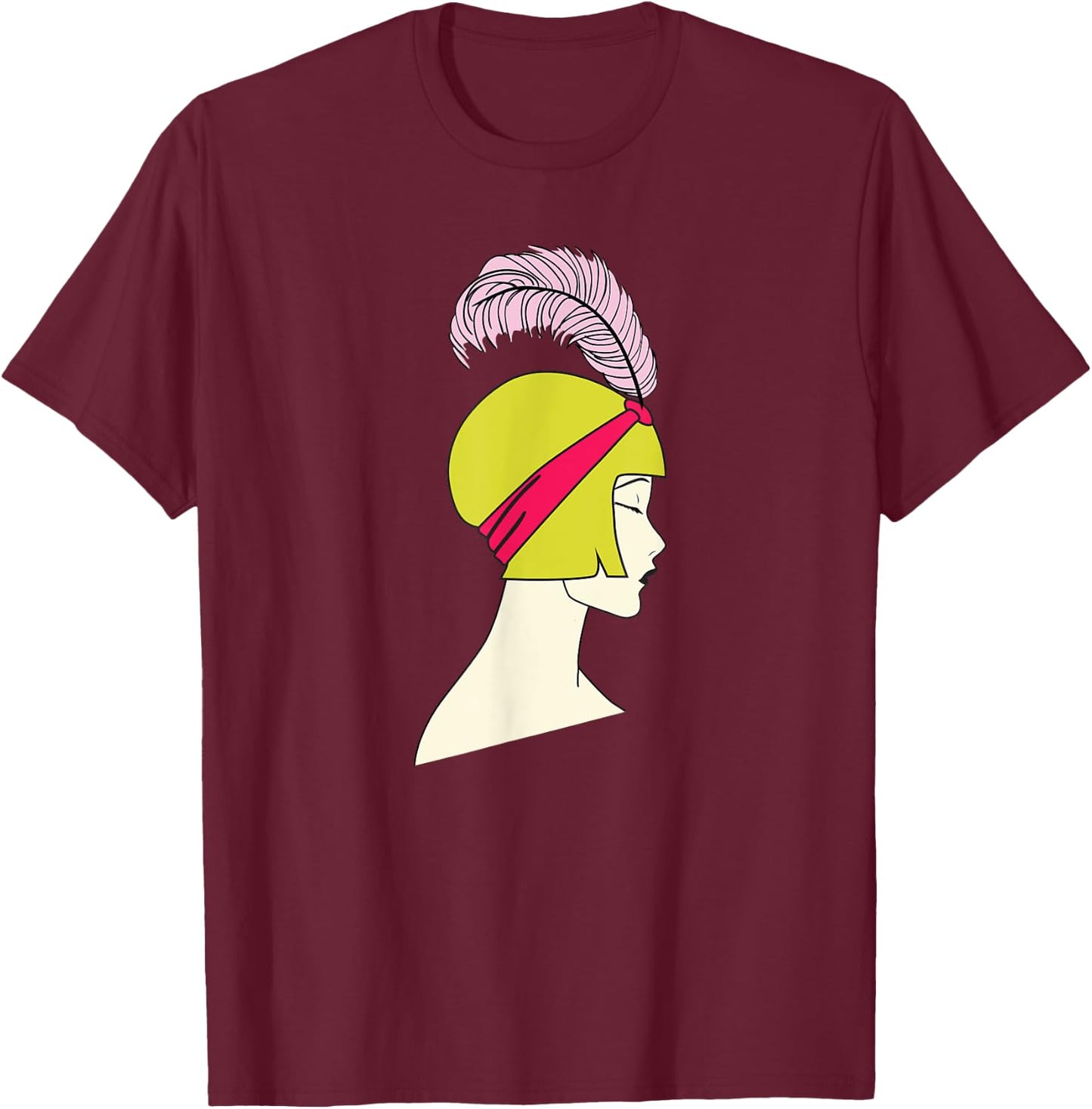 Flapper - Art Deco Girl Artsy Roaring Twenties T-Shirt - T-Shirt | Maroon