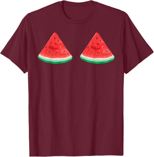 Watermelon Boobs Shirt | Cool Sexy Fruit Juice Lovers Gift T-Shirt - T-Shirt | Maroon